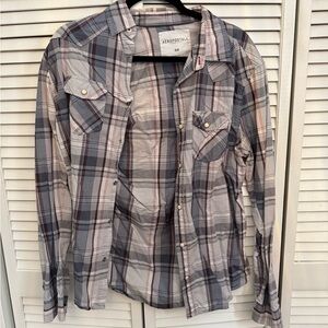 Aeropostale Gray and Red Plaid Shirt